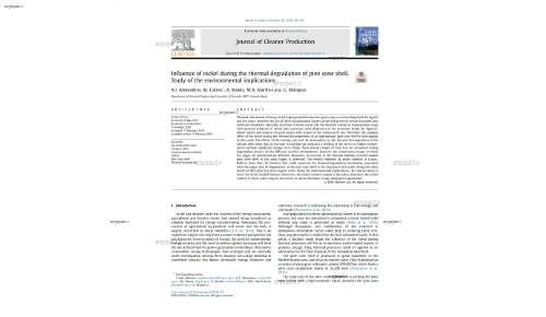 Influence of nickel during the thermal degradation of pine cone shell. Study of the environmental implications